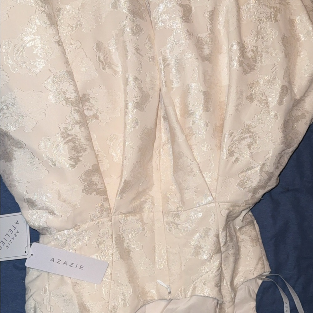 Azazie Ivory Brocade Dress